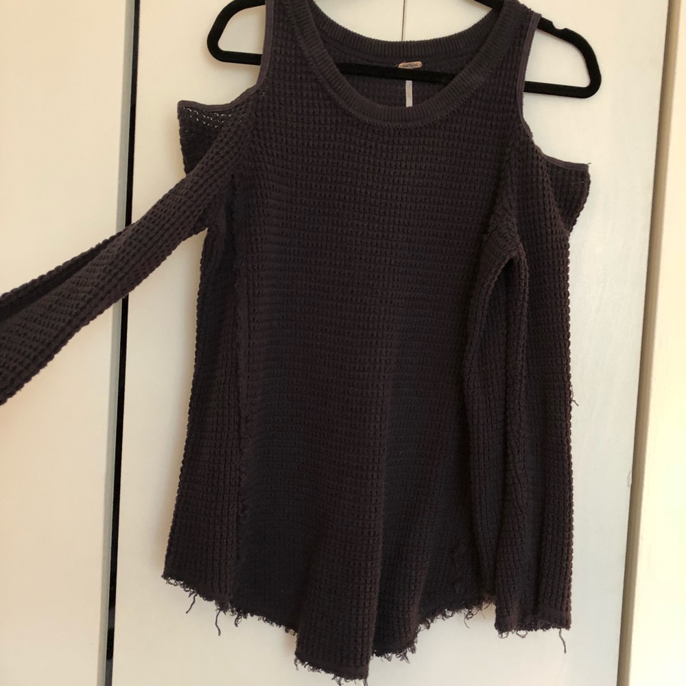 Free people cold shoulder knit sweater